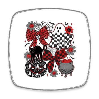Halloween Design Geist schwarze Katze Gothic Gotik - Viereckiger Kühlschrankmagnet - Weiß - Vorne