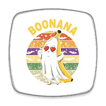 Pumpkin Ghost with Banana and Halloween Flair - Square fridge magnet - white - Front