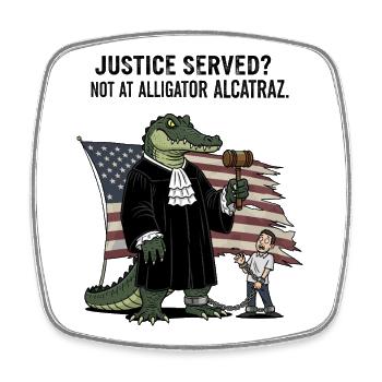 Alligator Alcatraz Richter - Viereckiger Kühlschrankmagnet - Weiß - Vorne