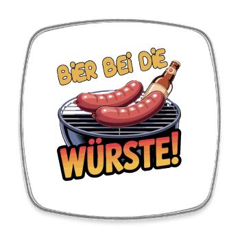 Beer at The Sausages Grill Saying BBQ Sausage Beer - Square fridge magnet - white - Front