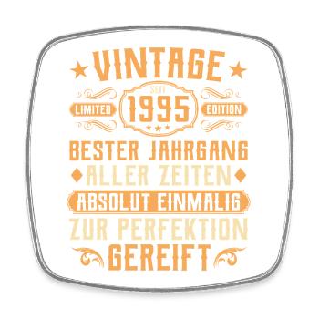 Vintage 1995 Year of birth - 30th birthday - Square fridge magnet - white - Front