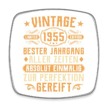 Vintage 1955 Year of birth - 70th birthday - Square fridge magnet - white - Front