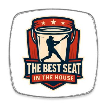 Der beste Platz im Haus Bucket Dad Baseball Dad - Viereckiger Kühlschrankmagnet - Weiß - Vorne