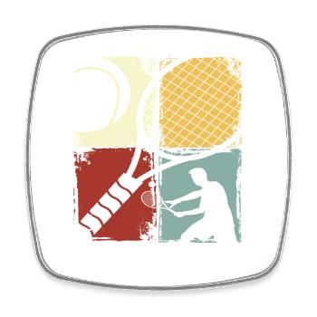Retro Tennis Player Silhouette Design - Square fridge magnet - white - Front