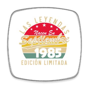 September 1985 Vintage Birthday Gift - Square fridge magnet - white - Front