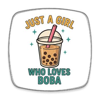 Boba Lovers Motif - Square fridge magnet - white - Front