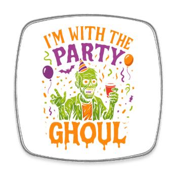 I’m With The Party Ghoul, halloween group outfit - Square fridge magnet - white - Front