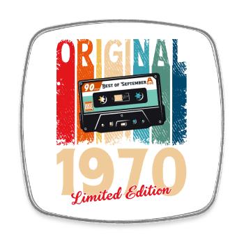 55. Geburtstag Kassette September Jahrgang 1970 - Viereckiger Kühlschrankmagnet - Weiß - Vorne