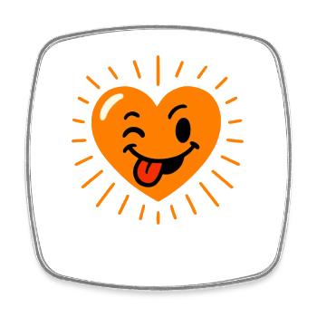 Playful heart doodle with happy face - Square fridge magnet - white - Front