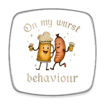 Motif humoristique de boire et de manger - Magnet carré - blanc - Devant