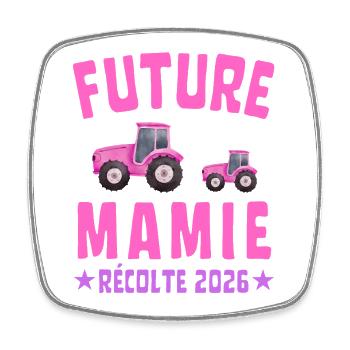 Future Grandma in 2026 Pink Tractor - Square fridge magnet - white - Front