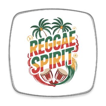  Reggae Spirit Tropische Palmen Djembe Trommeln - Viereckiger Kühlschrankmagnet - Weiß - Vorne