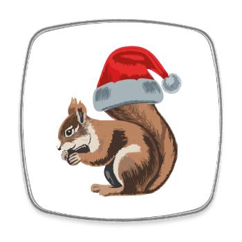 Cute squirrel with Santa hat - Square fridge magnet - white - Front