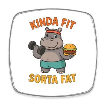 Kinda Fit Sorta Fat Funny Gym Cute Hippo Retro - Viereckiger Kühlschrankmagnet - Weiß - Vorne