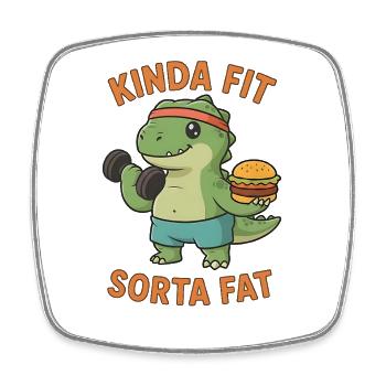 Kinda Fit Sorta Fat Funny Gym Cute Hippo Retro - Viereckiger Kühlschrankmagnet - Weiß - Vorne