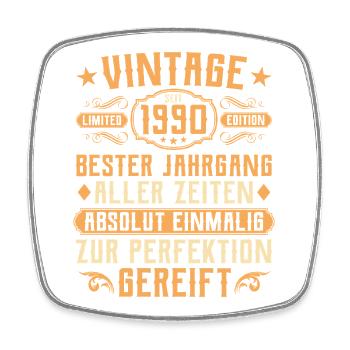 Millésime 1990 année de naissance - 35e anniversaire - Magnet carré - blanc - Devant