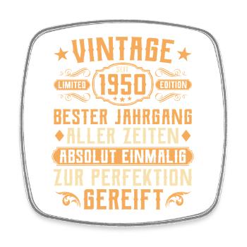 Vintage 1950 year of birth - 75th birthday - Square fridge magnet - white - Front