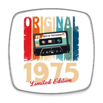 50. Geburtstag Kassette September Jahrgang 1975 - Viereckiger Kühlschrankmagnet - Weiß - Vorne