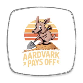 Aardvark Motivation AARDVARK PAYS OFF - Square fridge magnet - white - Front