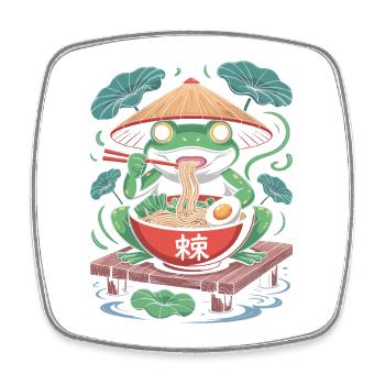 Aventure de plaisir Frosch Ramen avec des plats asiatiques - Magnet carré - blanc - Devant