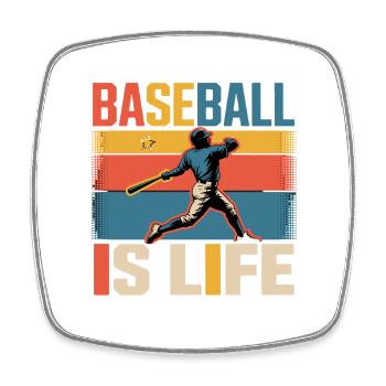 Baseball Is Life Retro Vintage Batsman Fan - Square fridge magnet - white - Front