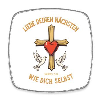 Heart Cross Christianity Bible Love your neighbor - Square fridge magnet - white - Front