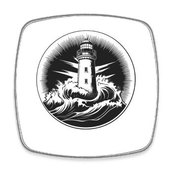 Lighthouse in the storm - Square fridge magnet - white - Front