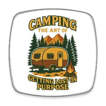 Camping The Art Of Getting Lost On Purpose - Square fridge magnet - white - Front