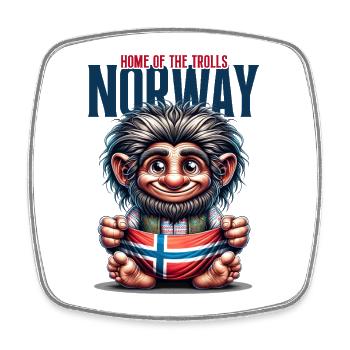 Norwegischer Troll mit Flagge - Viereckiger Kühlschrankmagnet - Weiß - Vorne