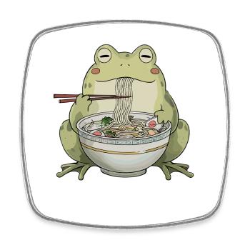 Frog, Ramen, Japanese Noodles, Funny Kawaii - Square fridge magnet - white - Front