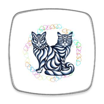 Retro Katzen Katze 60er - Viereckiger Kühlschrankmagnet - Weiß - Vorne