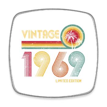 Design rétro des années 1970 - Magnet carré - blanc - Devant