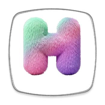 Letter H in pastel fur look and color gradient - Square fridge magnet - white - Front