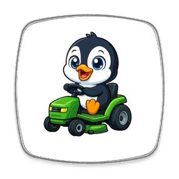 Süßer Pinguin Rasenmäher Gartenarbeit Cartoon - Viereckiger Kühlschrankmagnet - Weiß - Vorne