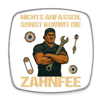 KFZ-Mechniker Schrauber - Viereckiger Kühlschrankmagnet - Weiß - Vorne