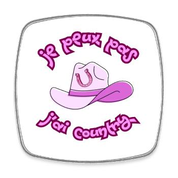 I can't, I have Country - Pink Hat - Square fridge magnet - white - Front