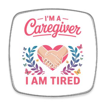 Caregiver Heart Hold On Until Done - Square fridge magnet - white - Front