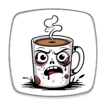 Zombie Coffee Mug - Square fridge magnet - white - Front