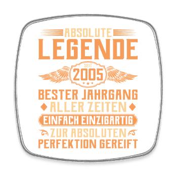 20. Geburtstag - Legende seit 2005 - Viereckiger Kühlschrankmagnet - Weiß - Vorne