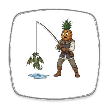 Pineapple Medieval Dragon - Square fridge magnet - white - Front