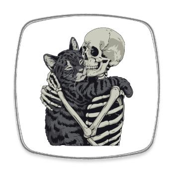 Cat Skeleton Halloween Tomcat - Square fridge magnet - white - Front