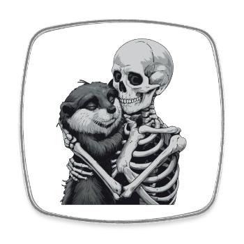 Squelette de loutre pour Halloween - Magnet carré - blanc - Devant