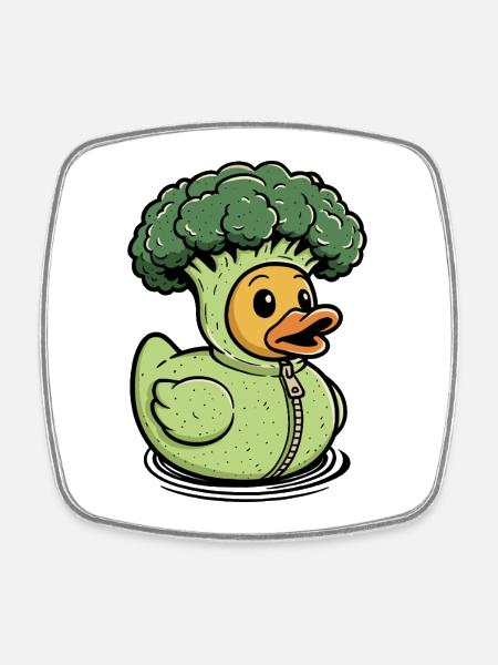 Canard brocoli, canard en caoutchouc, canard en caoutchouc, canard en caoutchouc - Magnet carré - blanc