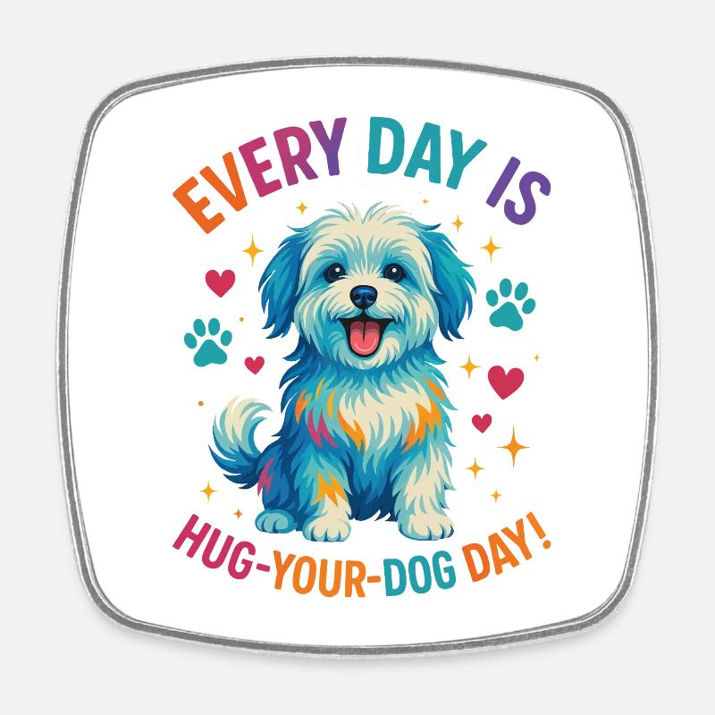 Maltés - Imán de nevera cuadrado - blanco