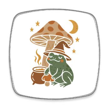 Crapaud magique de conte de fées avec champignon et lune - Magnet carré - blanc - Devant