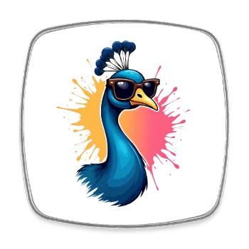 Cool influencer peacock with sunglasses - Square fridge magnet - white - Front