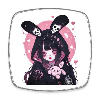 Sweat à capuche pastel gothique kawaii lapin fille anime grunge - Magnet carré - blanc - Devant