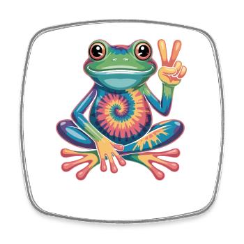 Grenouille Tie-Dye Hippie Peace Sign - Magnet carré - blanc - Devant