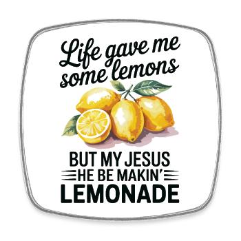 La vie m'a donné des citrons, mais mon Jésus, il va faire - Magnet carré - blanc - Devant