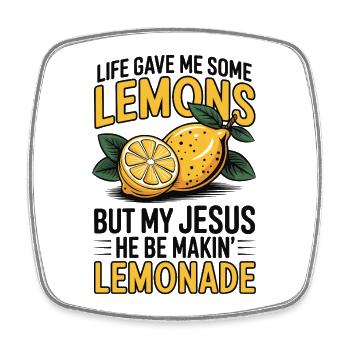 La vie m’a donné quelques citrons, mais mon Jésus qu’il soit - Magnet carré - blanc - Devant